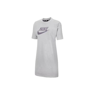 Solid Color Printed Logo Straight Casual Sports Loose Moisture Wicking Round Neck Short Sleeve Dress Women Dresses Gray CU6402-094