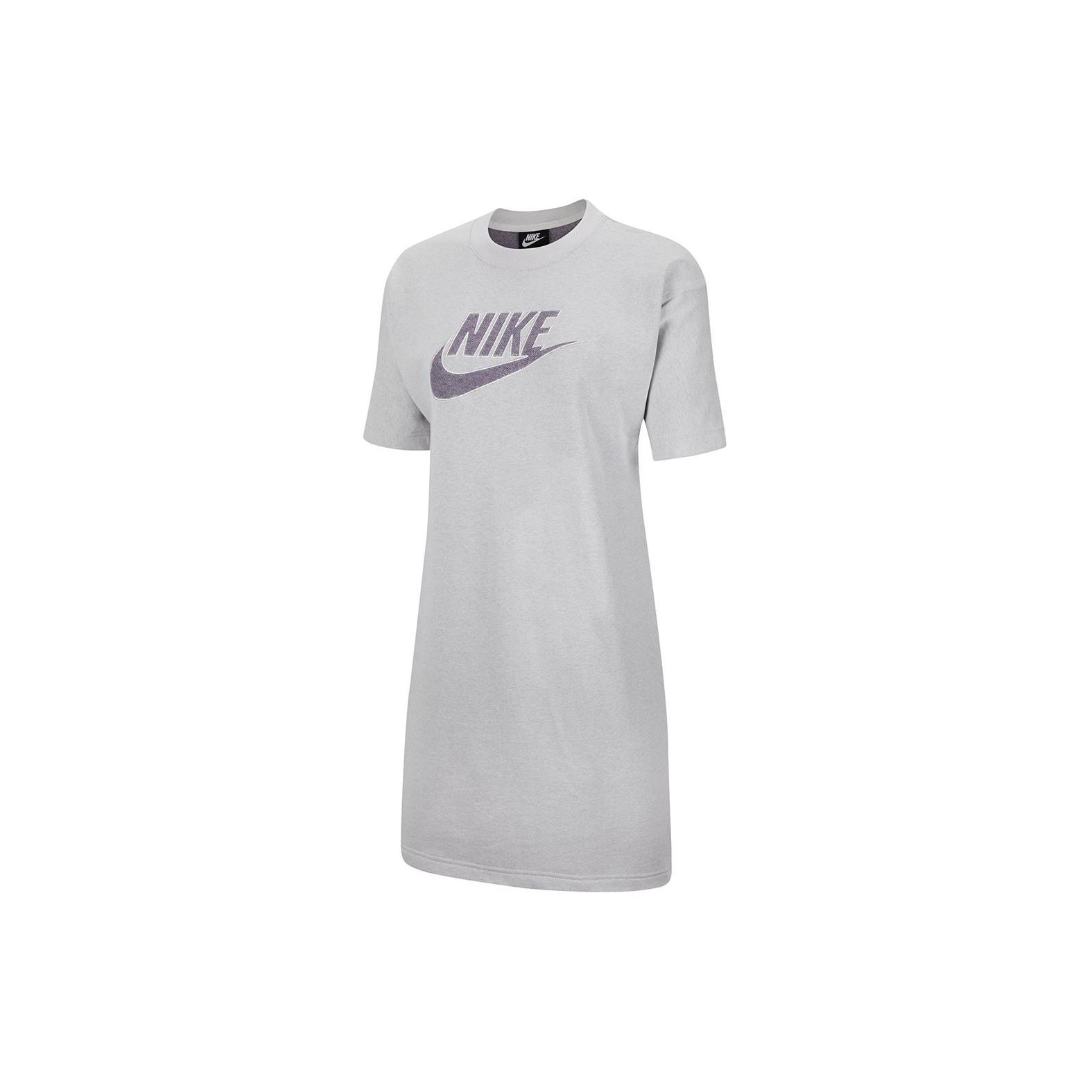 

Nike Solid Color Printed Logo Straight Casual Sports Loose Moisture Wicking Round Neck Short Sleeve Dress Women dresses Gray CU6402-094 S