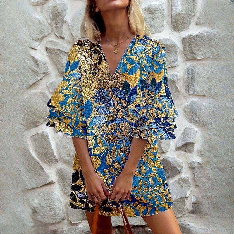 

IHUASU Женские повседневные полосатые принтованные свободные платья-пуловеры миди XXXXXL синий