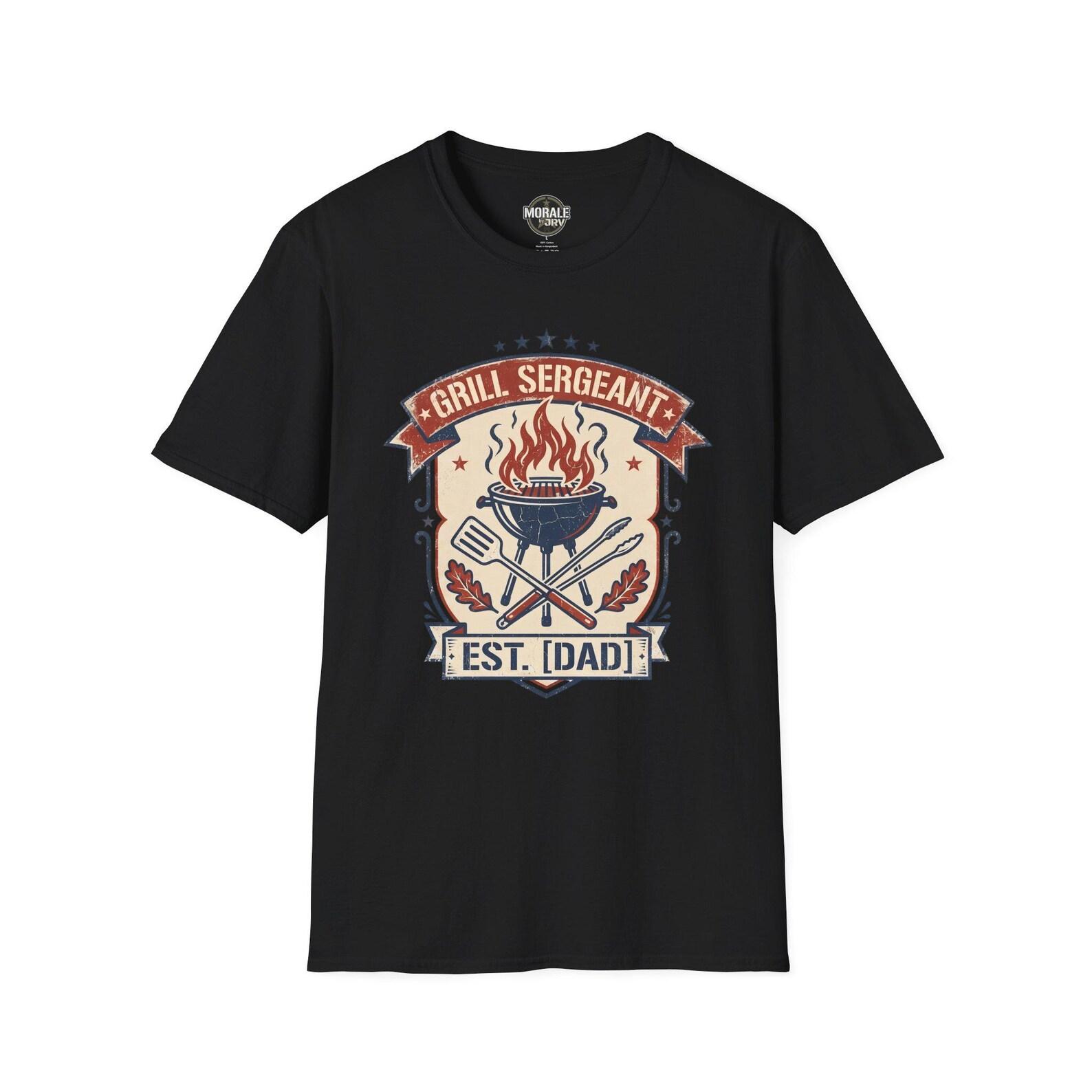 Grill Sergeant T-Shirt | Vintage BBQ Dad Gift, Father s Day Grill Master Tee 4XL