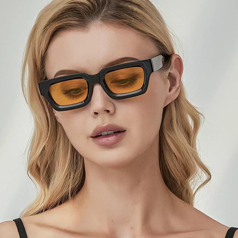 Retro concave small frame square sunglasses trendy street fashion UV protection outdoor riding unisex stylish