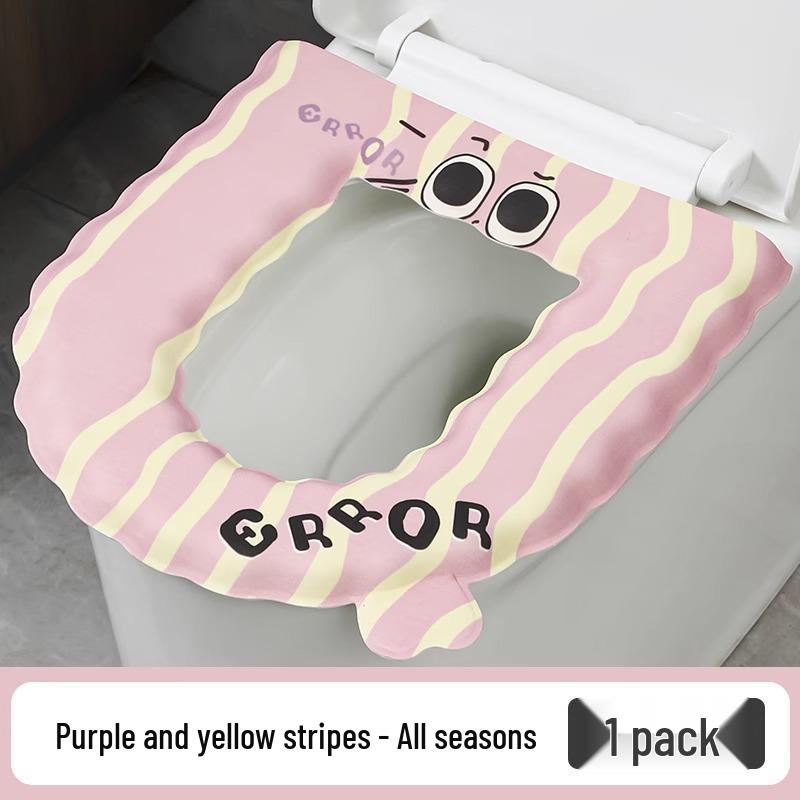 Waterproof EVA Washable Universal Toilet Seat Cover, All-Season Adhesive Thickened Pad.