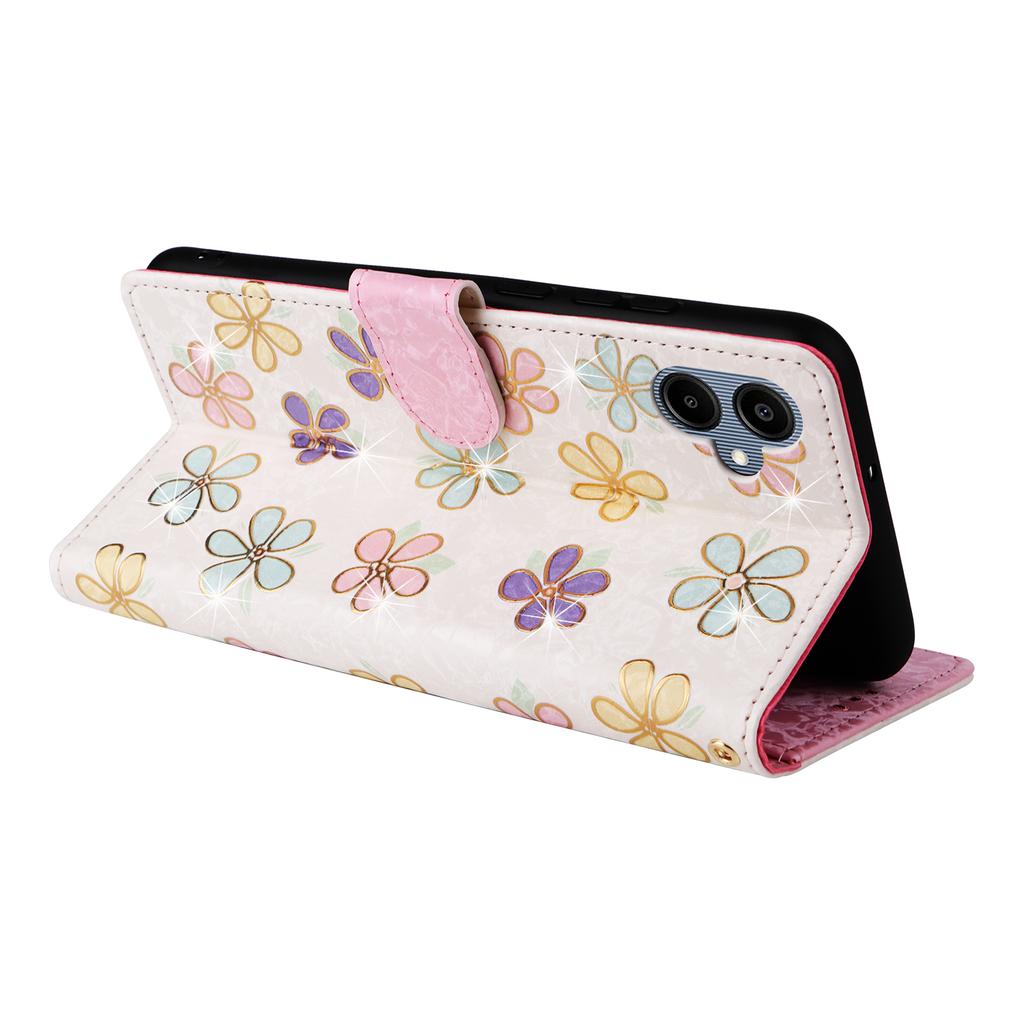 For Samsung Galaxy A06 4G Case RFID Blocking Flower Leather Phone Cover