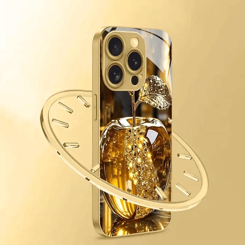 Kreatives Vergoldetes Kristall Gold Metallic Lackiertes Glas Handyhülle Für iPhone 17 16 15 14 13 12 11 Pro Max 15 14 Plus 17 Air 16E Hülle