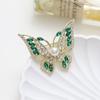 Butterfly Brooch Pin Fashion Jewelry Crystal Rhinestone Pearl Accent Decorative Accessory for Clothing Bags and Hats