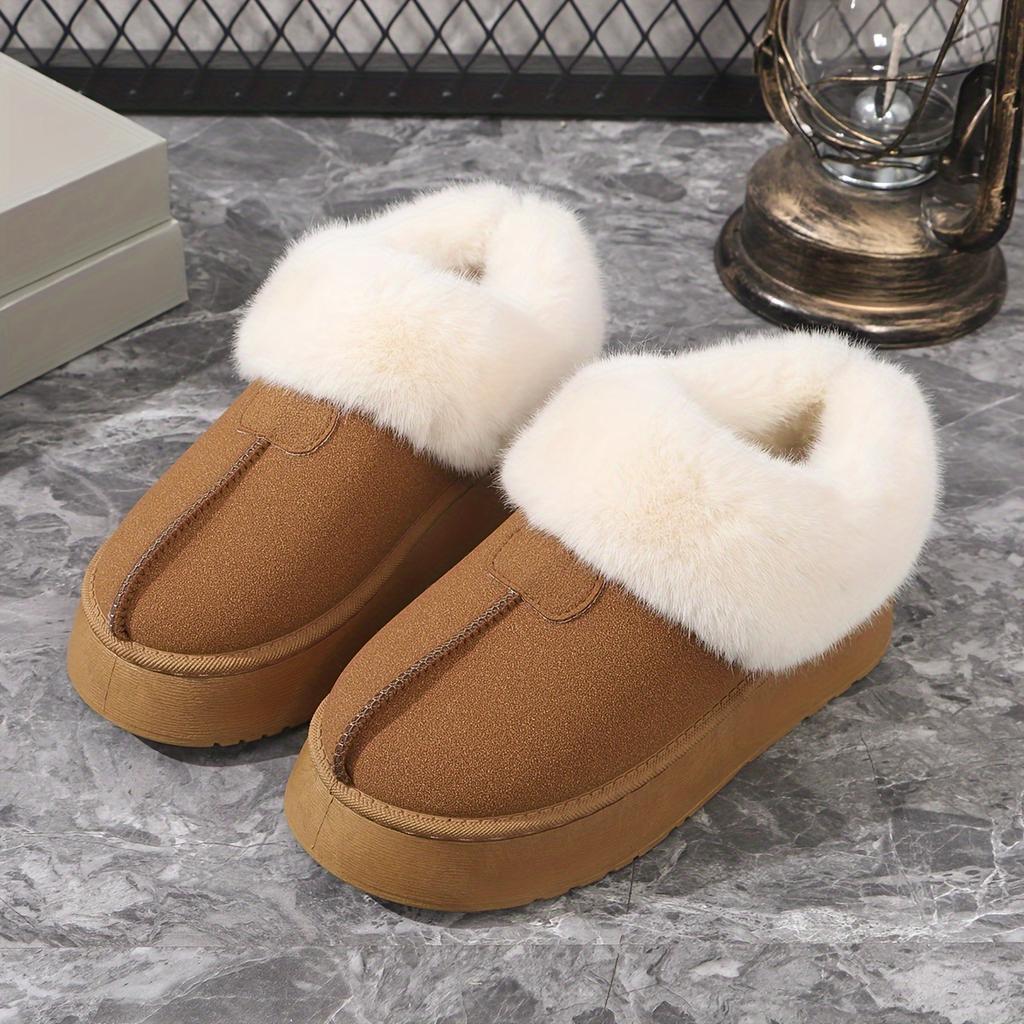 Women's Fluffy Plush Lined Ankle Boots,Fluffy Snow Boots Winter Warm Petticoat,Comfortable Outdoor Low Boots