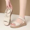 All Match Bequeme Flache Plateau Schuhe Damen Dicke Sohle Sandalen 2025 Sommer Lässige Weiche Leder Sandalen Schwarz