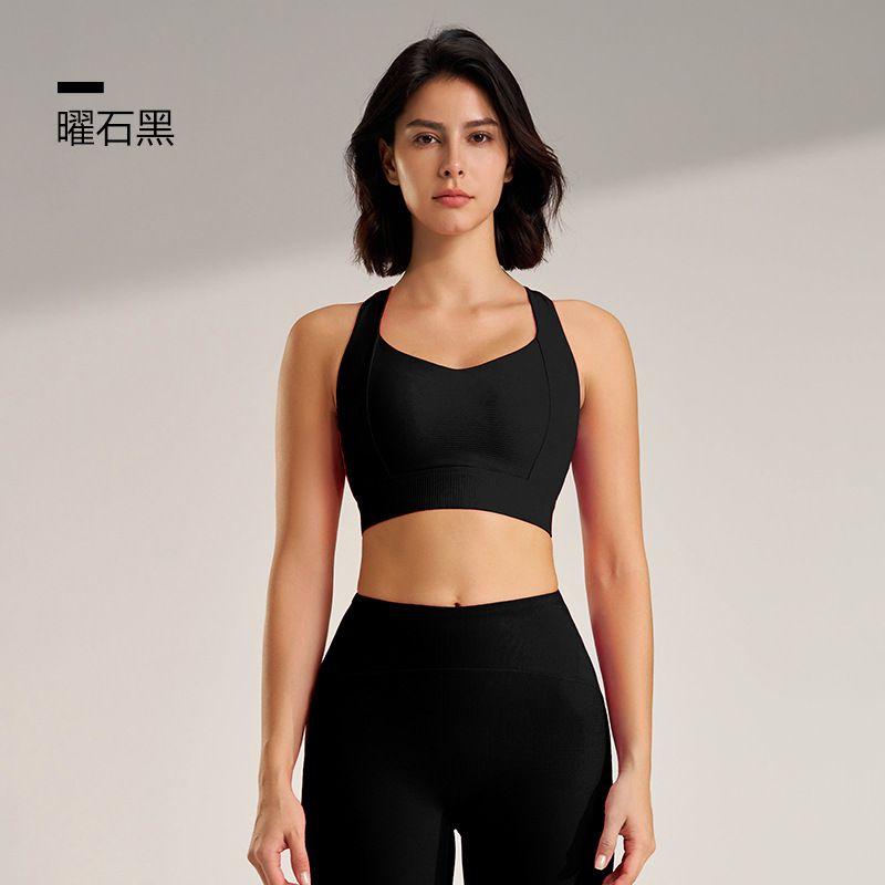 Autumn and Winter Sports Outdoor Fitness Yoga Wear Bra Running Vest Beauty Back Quick-Drying Bra Bubble Wrap Women s Underwear Lu Yao Shi Hei S 1653₽