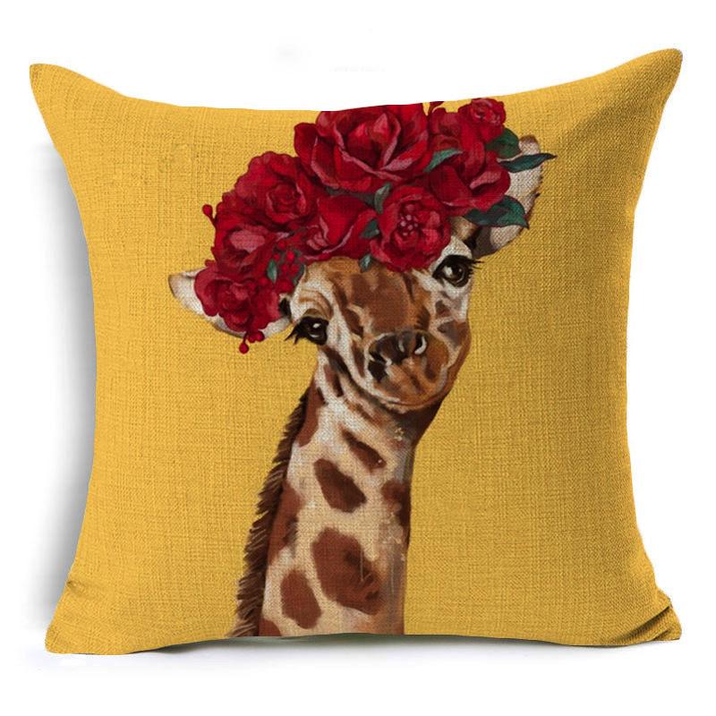 New Cute Little Animal Linen Pillowcase Home Sofa Pillowcase