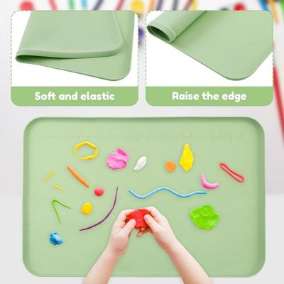 Silicone Painting Mat Large Leak-Proof DIY Craft Tray with Raised Sides Non-Slip Graffiti Clay Art Pad For Crafts Drawing Clay