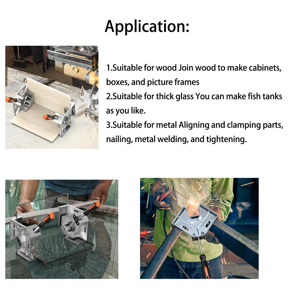 Adjustable Swing Jaw 90 degree Welding Corner Right Angle Fixing Clip Clamp For Furniture Woodworking Photo Frame Glass Clamp