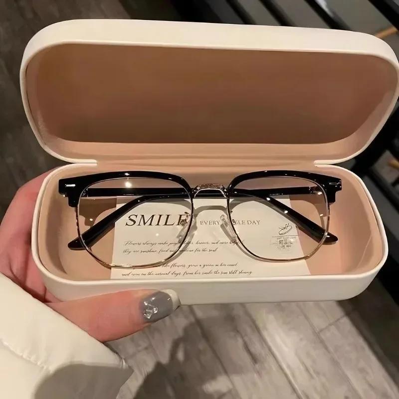 Trendy Computer Clear Glasses Semi Rimless Anti Blue Light Blocking Glasses Men Women Square Ray Filter Eyeglasses Frame Goggle