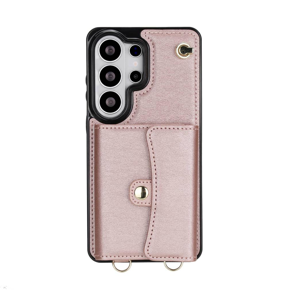 For Samsung Galaxy S26 Ultra S26 Plus S26 PU Leather Wallet Case Flip Cover Card Holder Kickstand Long Lanyard Shockproof Cover
