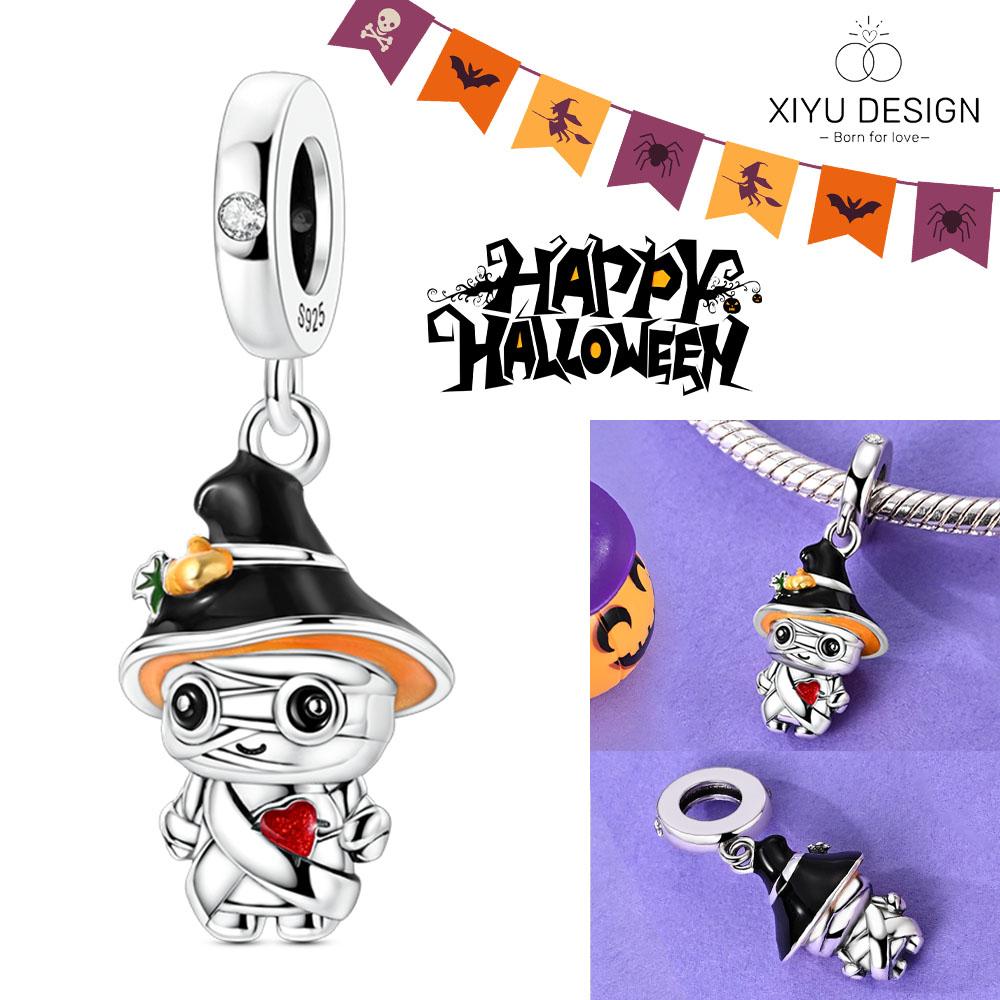 Halloween Party Copper Luminous Skeleton Coffin Pendant Beads Fit Charms Bracelet For Jewelry Making Women Gifts