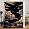 Dreamy Night Sky with Clouds and Stars Patterned Flannel Blanket Perfect for the Bedroom Living Room, Sofa, or a Little Nap