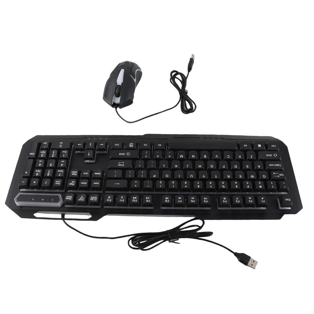 Wired Keyboard Mouse Combo 1200DPI RGB Light Ergonomic 104 Keys Aluminum Alloy Gaming Keyboard and Mouse Set for