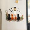 Creative Cats Street Lamp Flowers Wall Sticker Home Decor Decal for Living Room Bedroom Background Posters DIY Mural