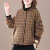 Thick Coat Women Winter Retro Plaid Hooded Casual Warm Comfortable Lightweight Cotton Coat Top