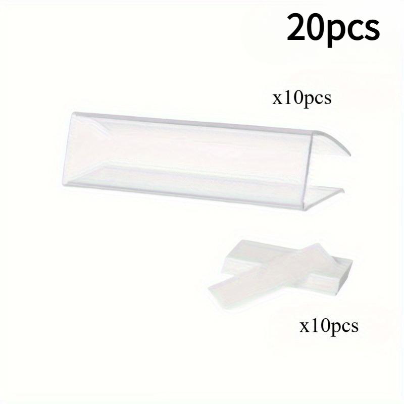 

20 шт. Прочные ПВХ полочные клипсы для этикеток и дисплеев - Прозрачные держатели для ценников на товары и одежду с белыми карточками в комплекте