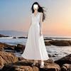 White collar temperament dress new seaside vacation summer sleeveless long dress chiffon beach dress red