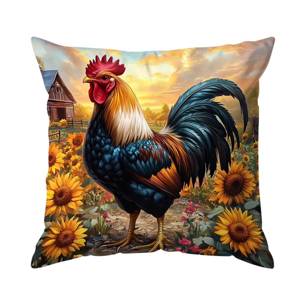 1/4pcs Farm Rooster Cushions Pillowcase Polyester Cushion Cover Throw Pillow Pillowcover Home Car Sofa Decor