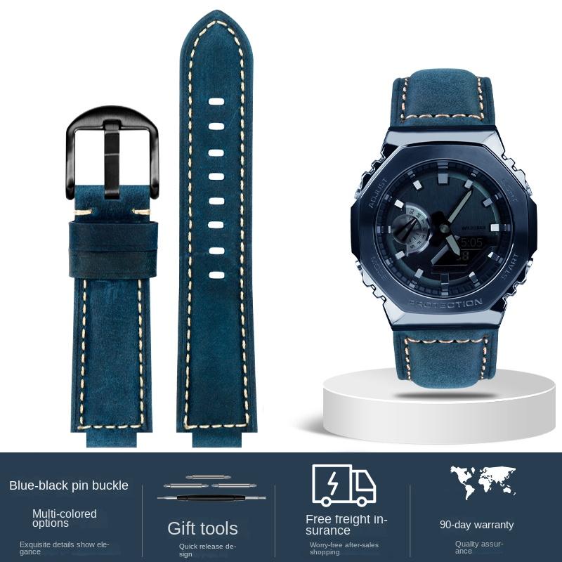 For Casio AP Farmhouse oak Watchband GA-2100 GM-2100 Modified frosted vintage leather watch strap 16m men Wrist band accessories