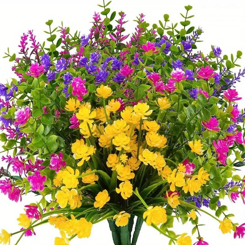 12 Bundles Artificial Flowers,Outdoor UV Resistant Fake Flowers,Premium Oxidation Resistance Artificial Flower