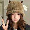 Cute little cashmere hat women's new thickened and velvet soft waxy ear protection hat versatile and small knitted hat