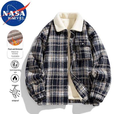 NASA MARVEL Men's Warm Plaid Lapel Jacket