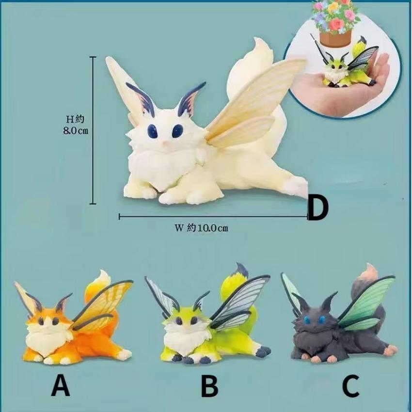 Butterfly Cat Silkworm Moth Cat Statuette Assembling Toys Ornament Cartoon Action Desktop Decorate Home Decoration Accessories