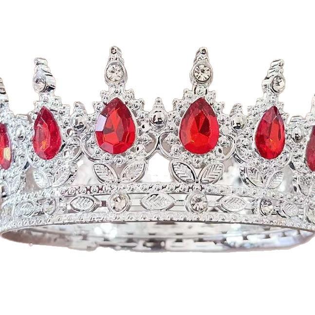 European and American Baroque Plastic Teardrop Crown Headwear for Brides Wedding Photography Accessories Full Round Coming of Age Ceremony Headwear