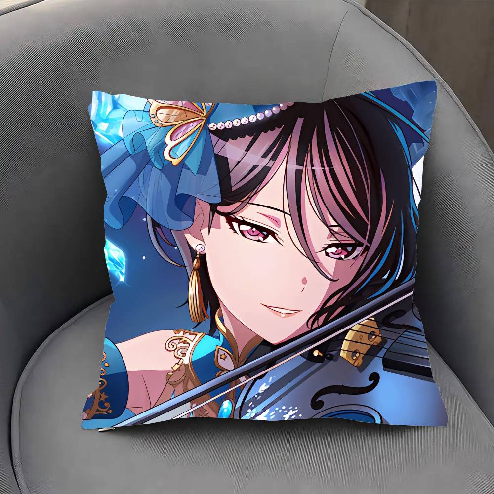 Yashio Rui Anime BanG D-Dream Pillow Case Fashion Square Pillowcase Bedroom Sofa Room Ins Decoration Leisure
