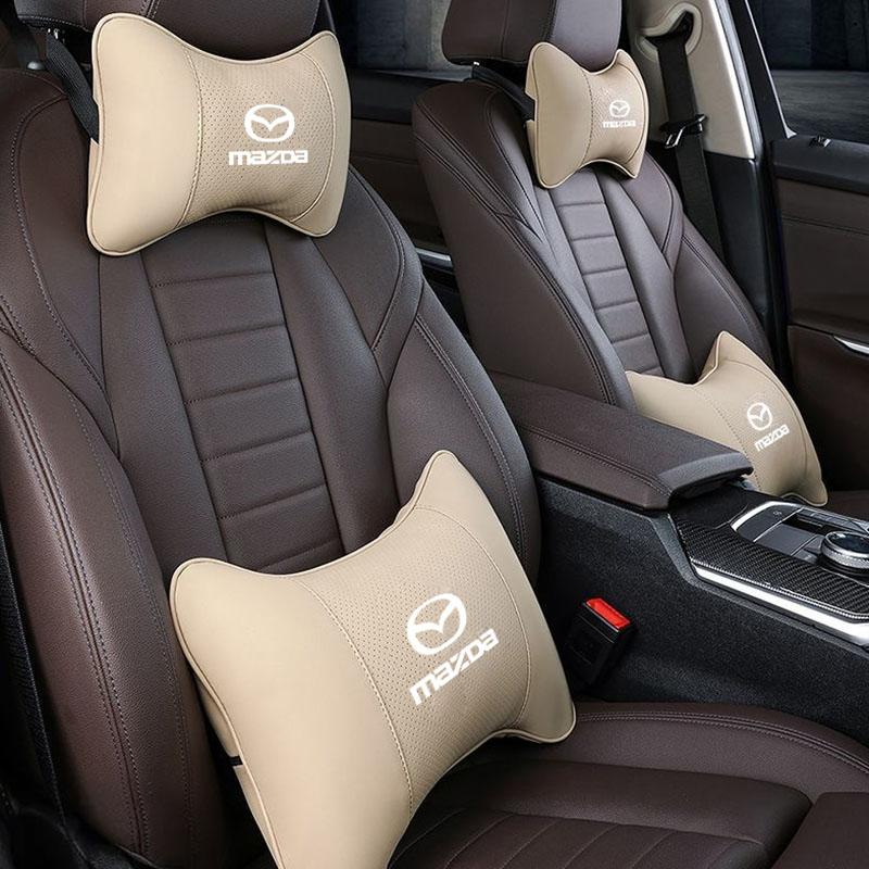 High Grade Leather Car Seat Headrest Waist Cushion Soft Pillow For Mazda Speed 2 3 5 6 Atenza CX80 CX70 CX90 CX3 CX5 CX8 MX30 GF8