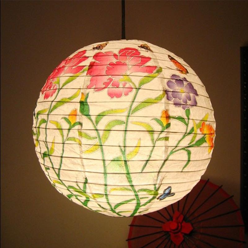 5pcs 30cm Printed Flower Round Paper Lantern Wedding Birthday Party Decorations Chinese Japanese Festival Paper Lantern Supplies