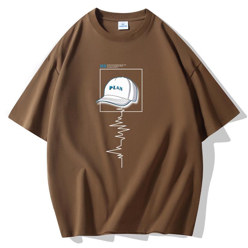 

Футболка с короткими рукавами и узором «кепка» для мужчин, 100% хлопок, повседневная футболка, большой размер 4XL