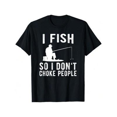 Europäische Größen Lustiges Angel-Grafik-T-Shirt für Herren Design, Lässiges Kurzarm-T-Shirt, Weiche & Bequeme Outdoor-Kleidung für Herren