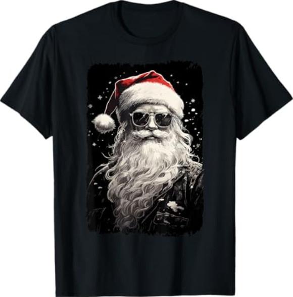 Hipster Santa With Sunglasses Santa Claus Retro Christmas T-Shirt
