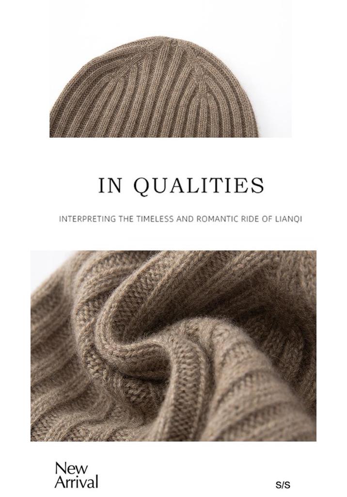 100% Pure Cashmere Knit Hat - Men's Ear Protection for Autumn/Winter
