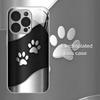 Black Silver Cute Paw Print Curve Pattern Tempered Glass Phone Case For iPhone 17 16 15 14 13 12 11 Pro Max 16 Plus 17 Air Cover