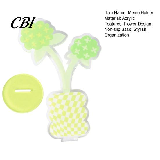 Transparent Card Holder Acrylic Desk Memo Holder, Flower Shaped Photo Display Clip Stand, Home Durable Office Table Number for Cards Paper Note
