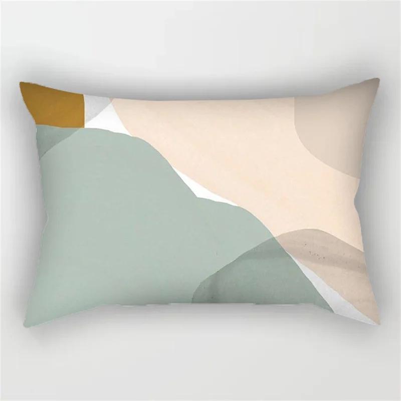 30x50cm 40x60cm 50x70cmGeometric Pillowcase Home Decor Cushion Cover Abstract Leaves Plant Patchwork Rainbow Polyester