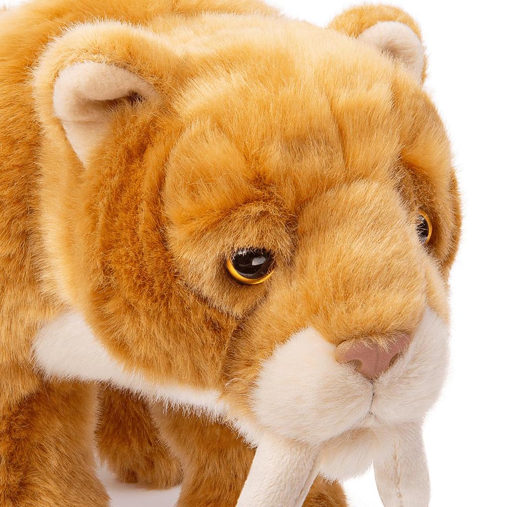 Lilizzhoumax Realistischer Säbelzahntiger Braun Gefüllt Weich und Niedlich Plüschtier für Weihnachten Geburtstag Zuhause 27cm Lang - Tier, Mädchen, Kinder, Geschenk,