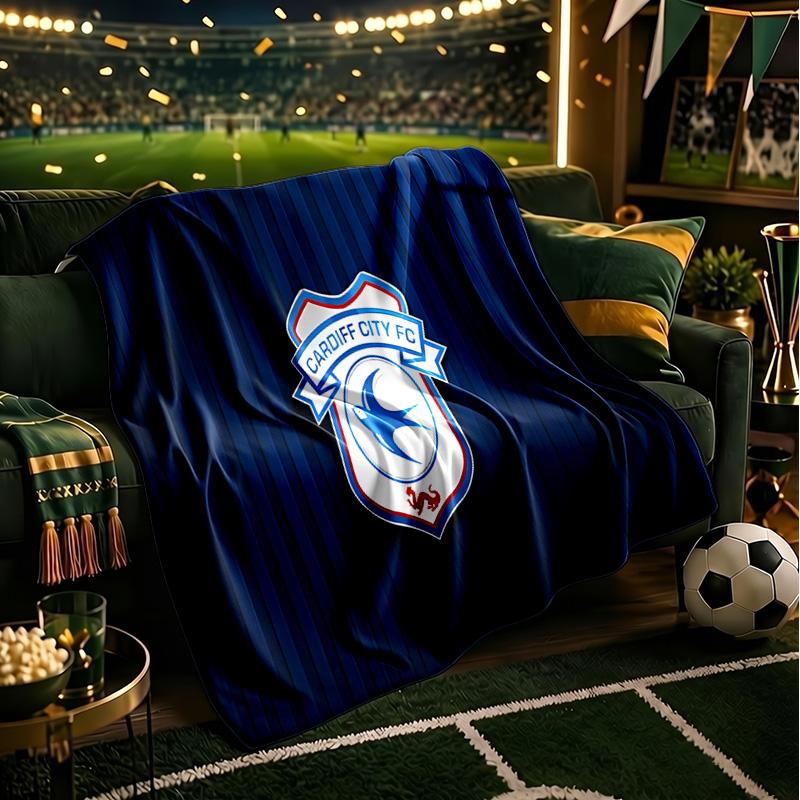Cardiff Fc Crest Throws Blanket Flannel Blankets Plush for Couch Bed Gifts for Men Women Travel picnic blanket Christmas fan gifts