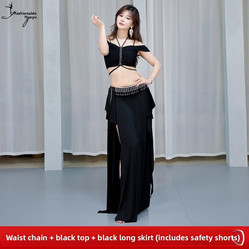 Sexy Belly Dance Costume 2026 New Square Collar Eastern Dance Elegant Practice Suit Long Split Skirt Set Women's Cotton Polye...