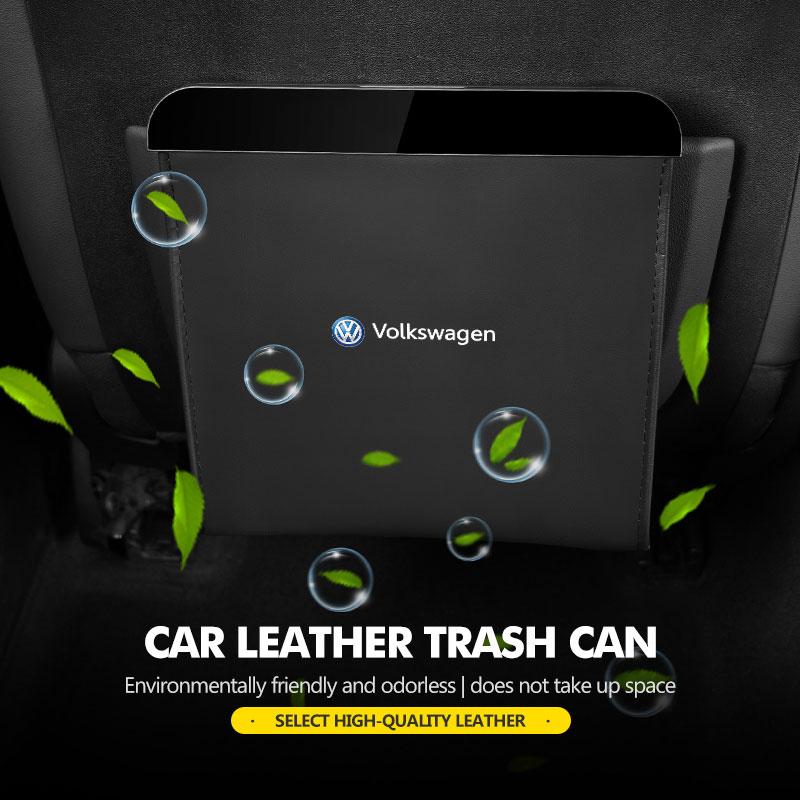Magnetic Leather Seat Garbage Bag Leakproof Trash QA28 Storage Can For Volkswagen VW Golf 4 5 6 7 Polo Jetta Sagitar Magotan Passat