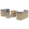 Set de Canapé de Jardin vidaXL 8 Pièces avec Coussins Beige Poly Rattan Acacia, Set de Salle à Manger de Jardin vidaXL 3 3363382