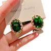 2025 Vintage French Green Stud Earrings: Elegant, Niche Hong Kong Style Dangle