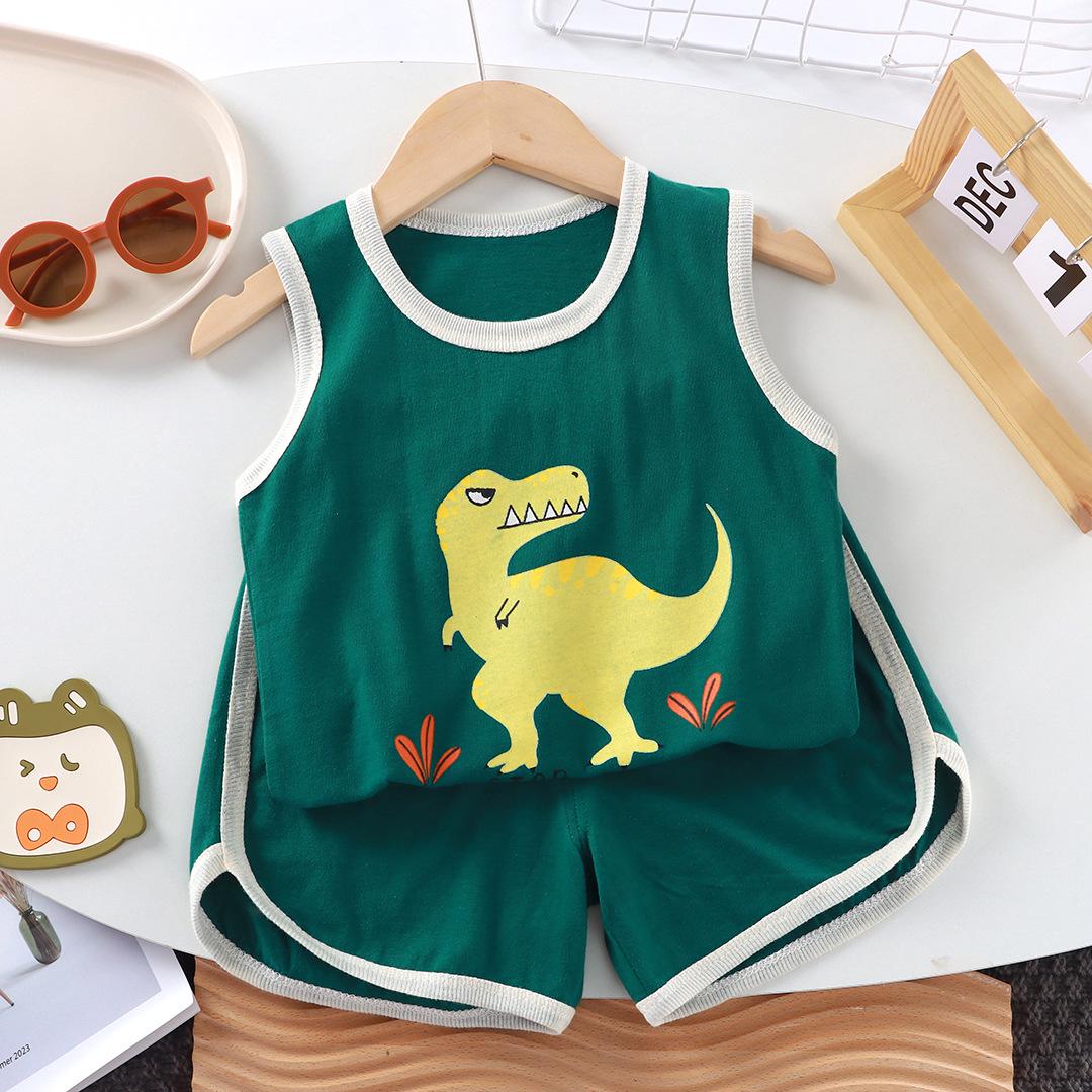

Children s Cotton Sleeveless Summer Sportswear Set - Two-Piece Casual Outfit for Toddlers and Kids 73 cm