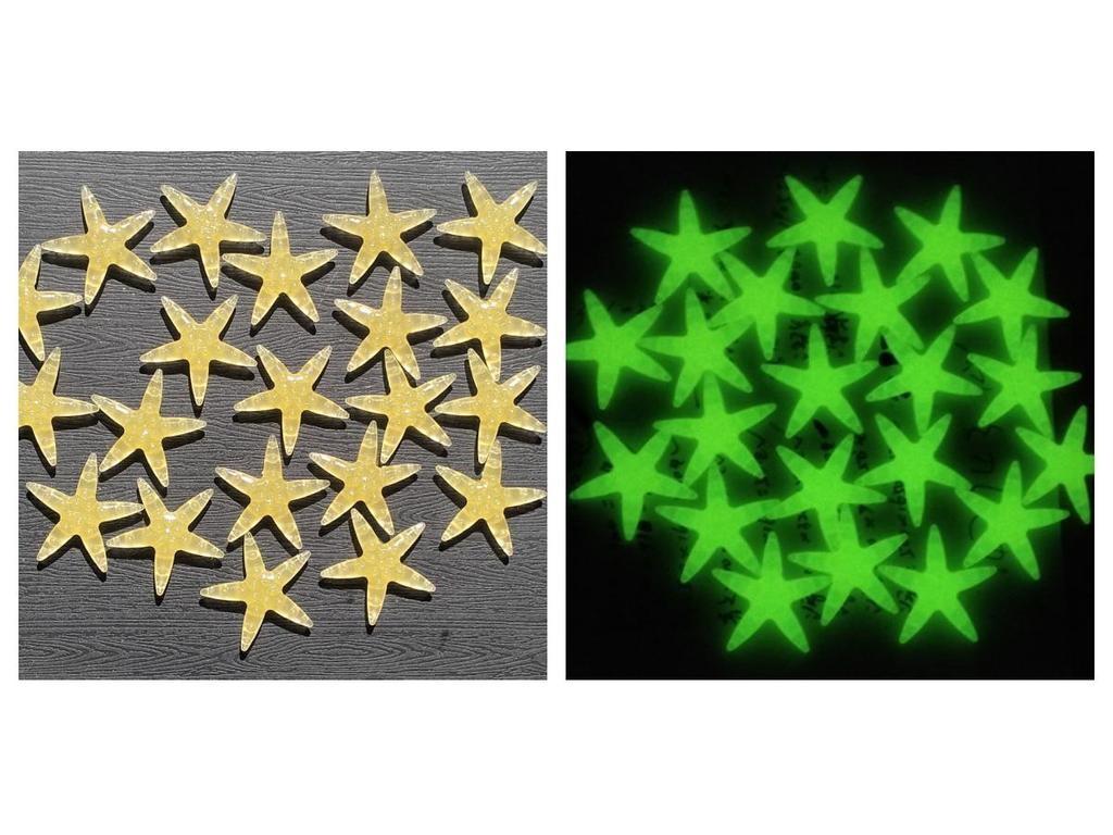 4cm Colorful Luminous Plastic Starfish for Aquarium Landscaping, 2.7g Fluorescent Marine Decor Stone