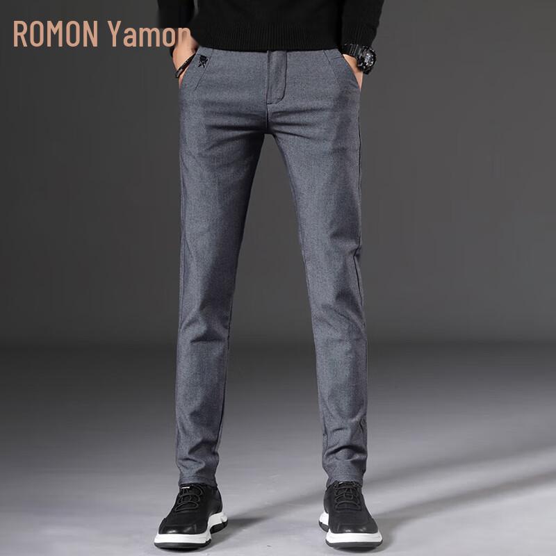 ROMON Men s Slim-Fit Straight-Leg Stretch Casual Pants 28